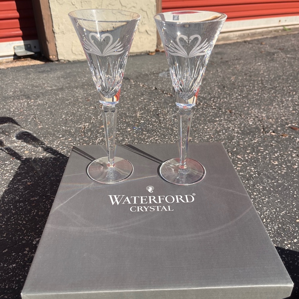 Waterford Crystal Champagne Flutes - Wedding Collection Toasting Flutes